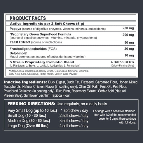 Probiotics for Dogs with Natural Digestive Enzymes, 60 Count, Soft Chews for Diarrhea, Upset Stomach, Allergies