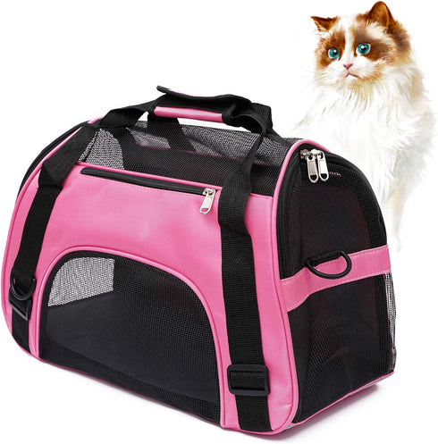 Soft-Sided Pet Carrier for Cats and Dogs, Airline Approved Carrier for Small Medium Pets up to 15 Lbs (Small, Pink)