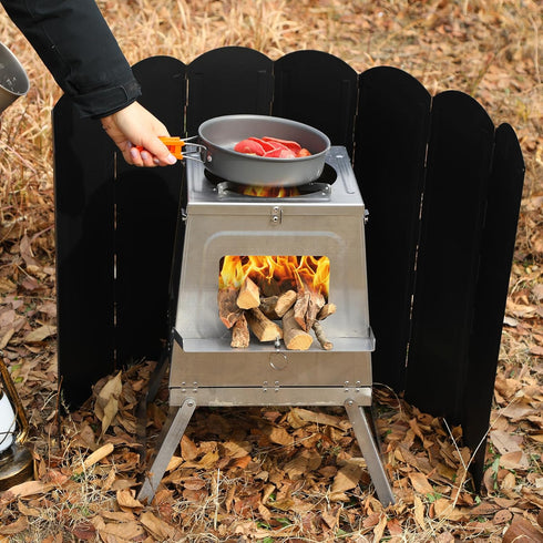 Lineslife Tall Camping Stove Windscreen - 8 Plates Lightweight Folding Portable Camp Stove Windshield