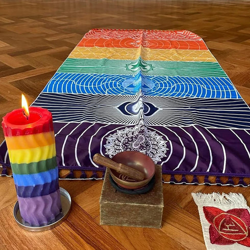 Neasyth Mexican Yoga Mat Beach Picnic Blanket, Chakra Meditation Mat, Sunscreen Shawl, Boho Pilates 59 in (Polyester