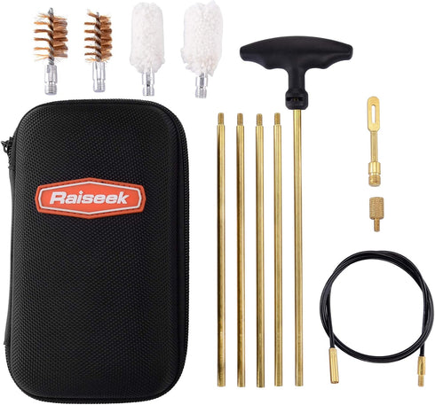 Raiseek Shotgun Cleaning Kit for 12 and 20 Gauge Gun Cleaning Kit Bronze Bristles Brush and Cotton Mop