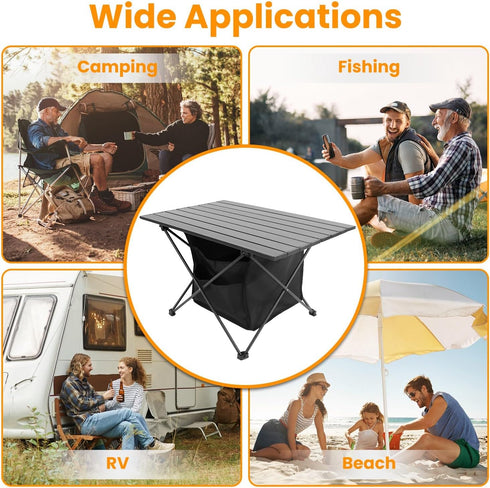 iMounTEK Lightweight Camping Table with Storage, Portable Folding Beach Table with Carry Bag for Travel, Picnic, BBQ (L)