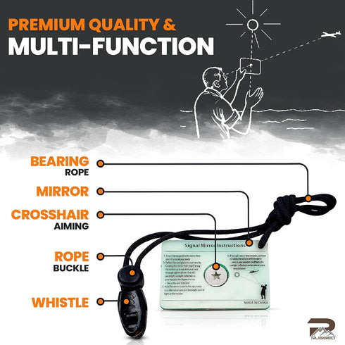Rainier Rugged 5-in-1 Glow-in-The-Dark Fire Starter Kit - Compact Portable Hiking, Camping, Trekking, Emergency