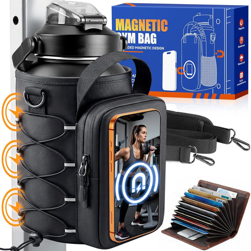 RIBOTS Magnetic Gym Bottle Bag: Dual-Sided Magnetic Gym Bag with Front Phone Mount