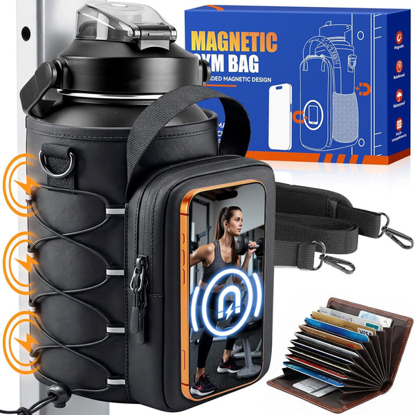 RIBOTS Magnetic Gym Bottle Bag: Dual-Sided Magnetic Gym Bag with Front Phone Mount