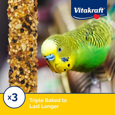 Vitakraft Crunch Sticks Parakeet Treat - Long-Lasting Chewing Fun, Sesame & Banana