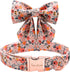 Unique Style Paws Dog Collar with Tie, Adjustable Pink Bowtie Collars for Small Medium Large Dogs and Cats-M