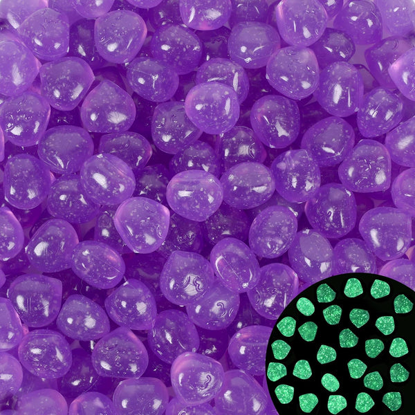 100pc Luminous Stones, Glowing Rocks for Aquarium Decoration, Glow Stones for Fish Tank and Garden Pebbles, Purple