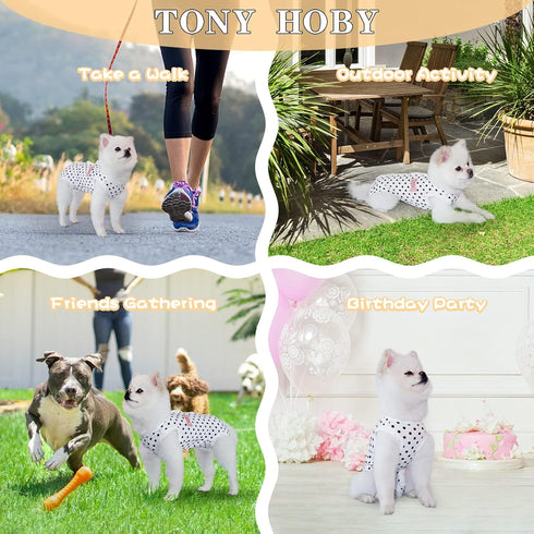 TONY HOBY Summer Dog Pajamas - Soft Breathable Dog Jumpsuit with Polka Dots (Black, L)