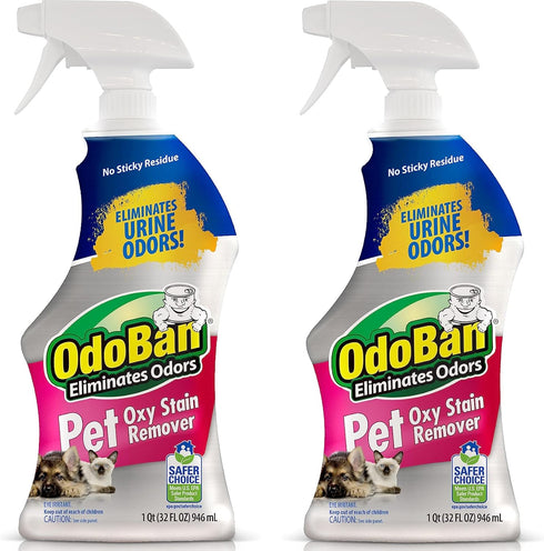 OdoBan Pet Solutions Oxy Stain Remover, Pet Stain Eliminator, 2-Pack, 32 Ounce Spray Each