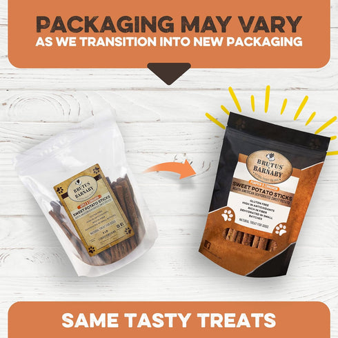 BRUTUS & BARNABY USA Sweet Potato Dog Treats - Grain Free, Cinnamon Pumpkin Crunchy Sticks, Promotes Positive Gut