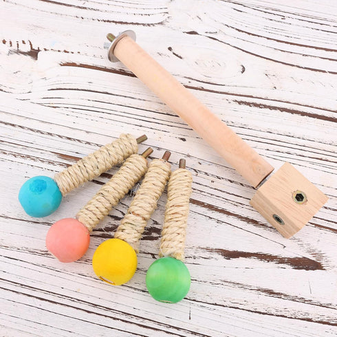 Gosknor 360 Bird Stand Perch Toy, Premium Wooden Interactive Spinning Parakeet Toys Degree Free Rotation Practical Bird