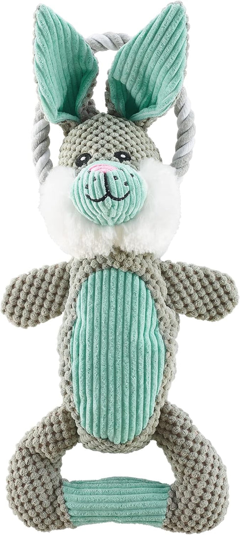 Outward Hound Scrunch Bunch Bunny - Interactive Plush Squeaky Dog Tug Toy