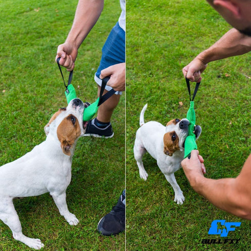 K9 Dog Bite Tug Toy with 2 Strong Handles, Durable French Linen, Perfect for Tug of War and Puppy Training