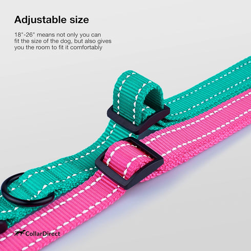 CollarDirect Reflective Dog Collar for Small, Medium, Large Dogs, Quick Release Buckle, Pink