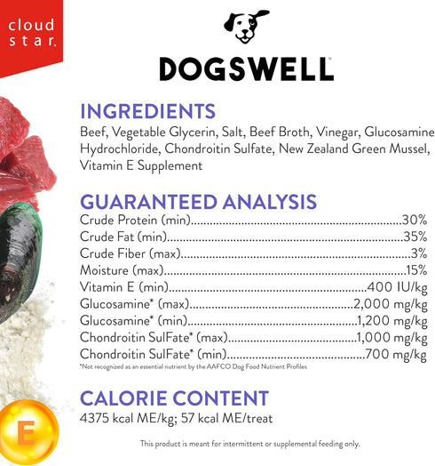 842190 10 Oz DOGSWELL Hip & Joint Beef Jerky Pet Food