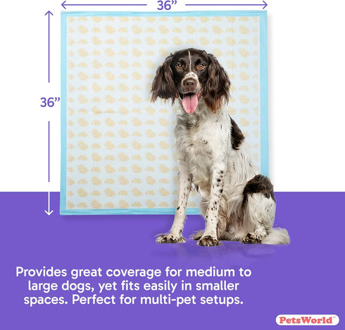 36" 36", 5-Layer (36x36 25 Count) PETSWORLD Giant Dog Potty Pads, Odor-Eliminating, x Ultra Absorbent Leak-Proof