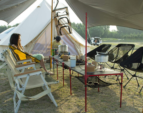 Backpacking iClimb Extendable Folding Table Large Tabletop Area Ultralight Compact with Hollow Out Tabletop for Camping