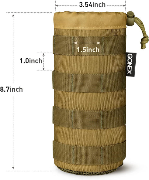 Gonex Tactical MOLLE Water Bottle Pouch, Drawstring Open Top & Mesh Bottom Hydration Carrier