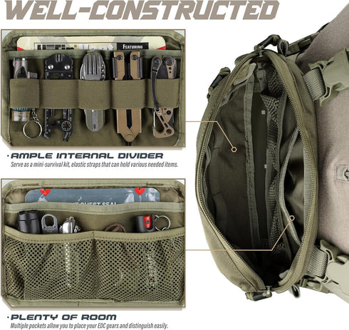 WYNEX Tactical Chest Rig Pack for Men - Running Chest Bag with Front Loop for Hunting and Outdoor EDC