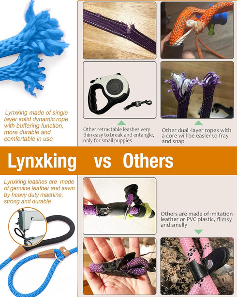 lynxking Dog Leash Slip Lead 5 6 8 FT, Strong Heavy Duty Braided No Pull Training Leash for Small Medium Large Dogs