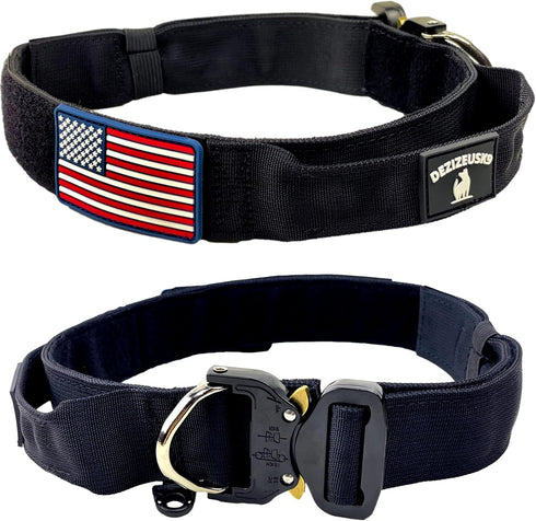 Tactical Dog Collar with Handle - Heavy Duty 1.5 Inch Wide Collar for Large Dogs with Quick Release Metal Buckle