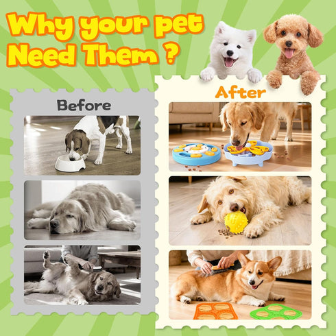 10-Pack Set Forfon Curated Dog Puzzle Toys for Boredom and Mental Stimulation, Enrichment Toy with Slow Feeder Bowl
