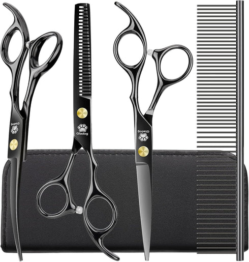 Dog Grooming Scissors Kit with Safety Round Tips, GLADOG Professional 5 in