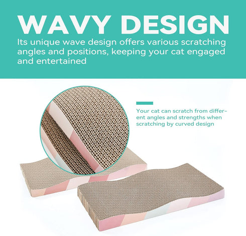 Cat Scratching Board, Cardboard Cat Scratchers for Indoor Cats, Reversible Large Wide with Catnip (2pcs)