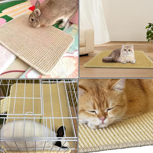 2PCS 16x12 KABASI Rabbit Scratcher Mat, Natural Bunny Chew Toys Scratching Pad for Nails Teeth Care, Small Animal Cage