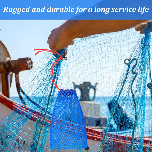 Xaajooio 6 Pcs Blue Crab Trap Bait Bags with Rubber Lockers Small Crab Snare Portable Mesh Fish Trap for Crawfish