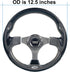 Huskey 12.5 Inch Racing Style Golf Cart Steering Wheel, Carbon Fiber, Compatible with Club Car/EZGO/Yamaha, Classic SS
