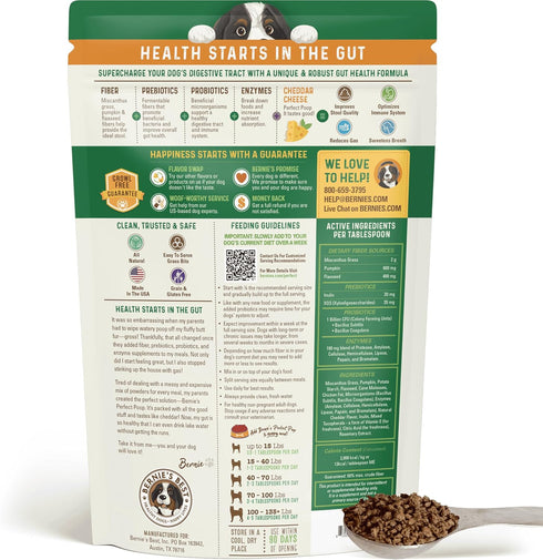 Perfect Poop Digestion & General Health Supplement for Dogs: Fiber, Prebiotics, Probiotics & Enzymes for Digestive