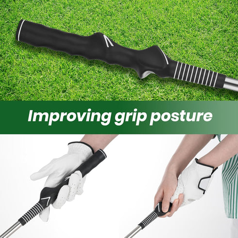 Retractable Golf Swing Training Aid – Portable Grip Trainer with Click Sound, Ideal for Right Hand Practice