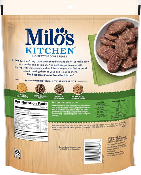 18 Milo's Kitchen Beef Sausage Slices With Rice Dog Treats, Ounce
