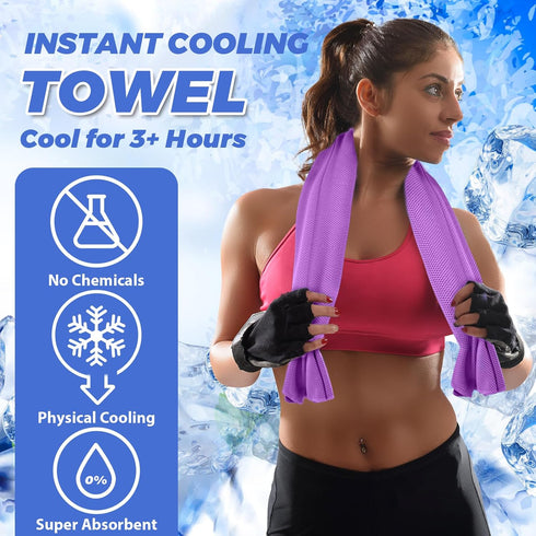 KEAFOLS 10 Pack, 40x12 Cooling Towels for Neck and Face Soft Breathable Sweat Towels, Microfiber Sport Towel for Yoga