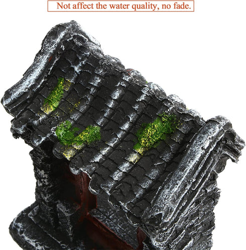 Saim Aquarium Decorations Classical Ancient Temple Ruins Ornament Chinese Old Building Decorations for Betta Fish Tank