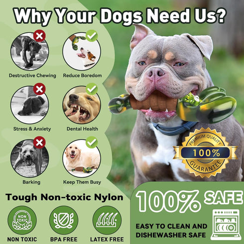Squeaky Dog Toys for Aggressive Chewers, Interactive Chew Toys for Large Dogs, Indestructible Tough Toys