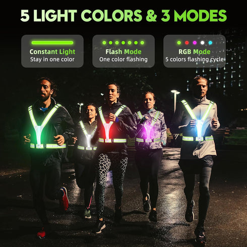 LED Reflective Running Vest, 3rd Generation High Visibility Rechargeable Vest for Night Running Cycling