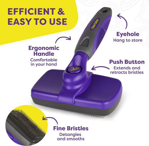 Hertzko Slicker Brush & Pet Hair Remover - Self Cleaning Deshedding Brush for Pets, Cat & Dog Hair Remover for Clothes