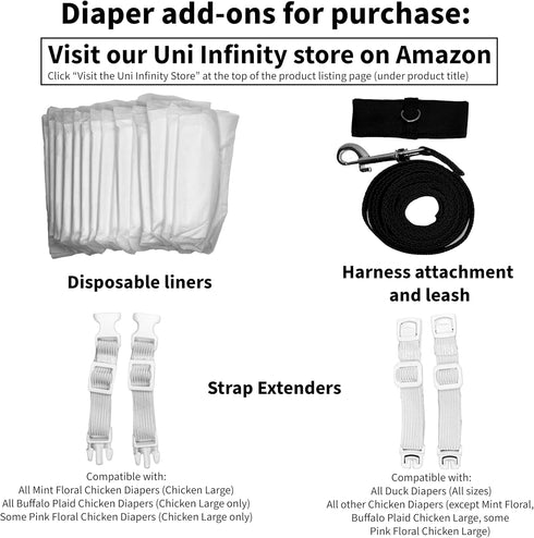 1, Count) Chicken Diapers Duck Diaper Bird Diapers Diaperalls for Hens, Roosters, Ducks, Ducklings, Birds, Pigeons
