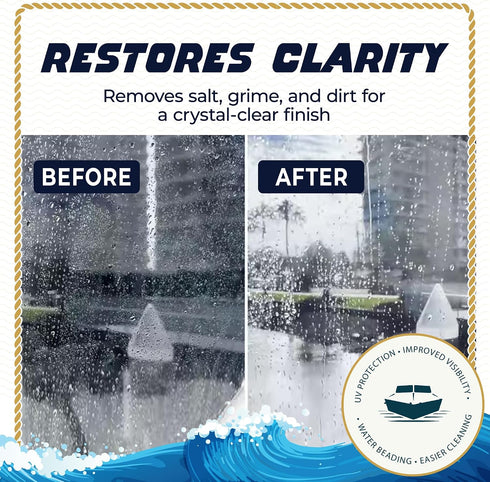 16.9 oz Salty Captain Captain Clears Cleaner Marine Glass, Strataglass & Isinglass Cleaner Removes Dirt, Salt & Grime