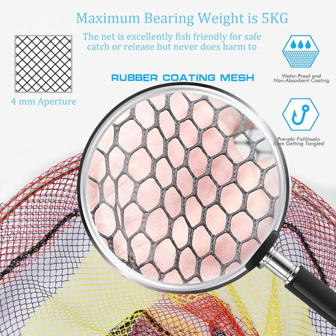 YSDSDAKA 75" 75 Inch Fishing Landing Net with Aluminum Telescoping Pole Long Handle,Rubber Coated Nylon Mesh
