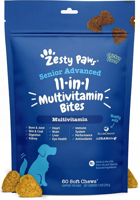 Zesty Paws Senior Dog Multivitamin Treats - Glucosamine for Dogs + Digestive