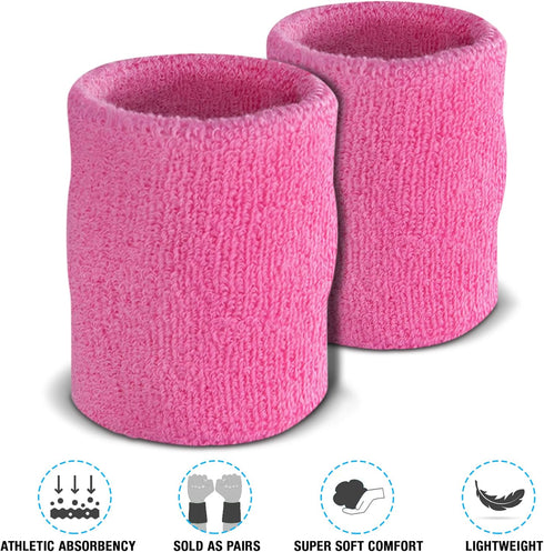 Suddora Arm Sweatbands, Thick Cotton Absorbent and Breathable Bands for Gymnastics, Basketball, Football, Multiuse