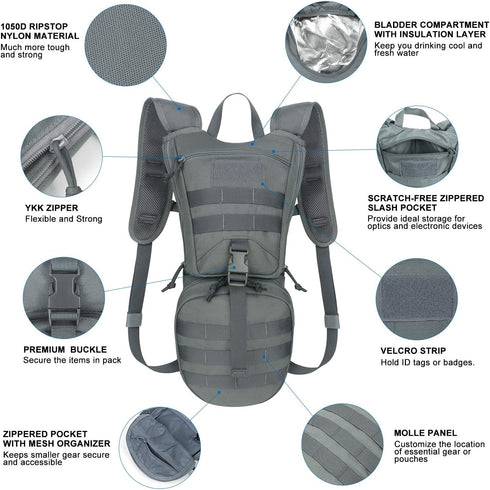 Unigear Tactical Hydration Packs Backpack - 1050D with 3L Water Bladder, Thermal Insulation Pack