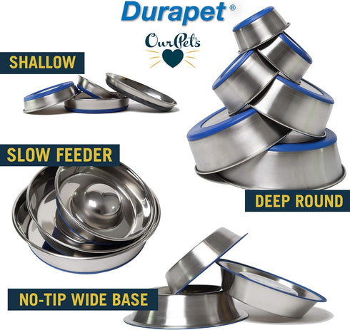 Our Pets Durapet Stainless Steel Bowl, 5 Cups, 6.9" x 6.9" x 2.5"