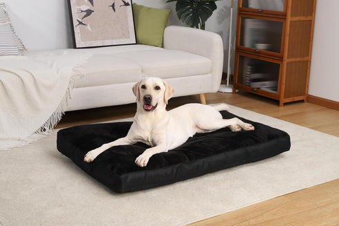 Dog Crate Bed Waterproof Deluxe Plush Dog Beds with Removable Washable Cover, Anti-Slip Bottom for Large, Medium,