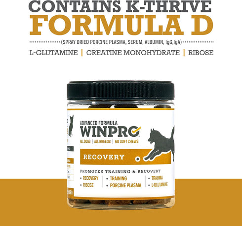 WINPRO Recovery Chews for Dogs | Plasma-Powered for Active Dogs | Immune System Support | 60 Count, Made in USA