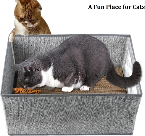 Kichwit Large Cat Scratching Pads, 3pcs Reversible Cardboard Scratcher with Box, 16.5" x 11.7" (Large)